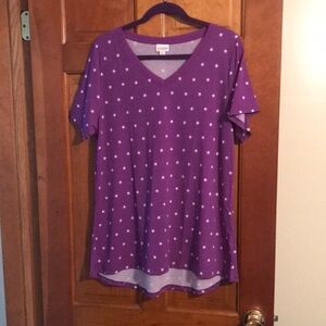 LuLaRoe Purple Asymmetrical Short Sleeve Blouse